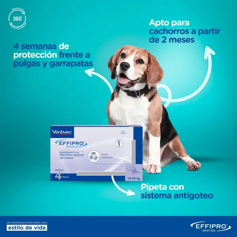Effipro 67 Mg Spot-On Petits Chiens 2-10Kg, 4 Pipettes