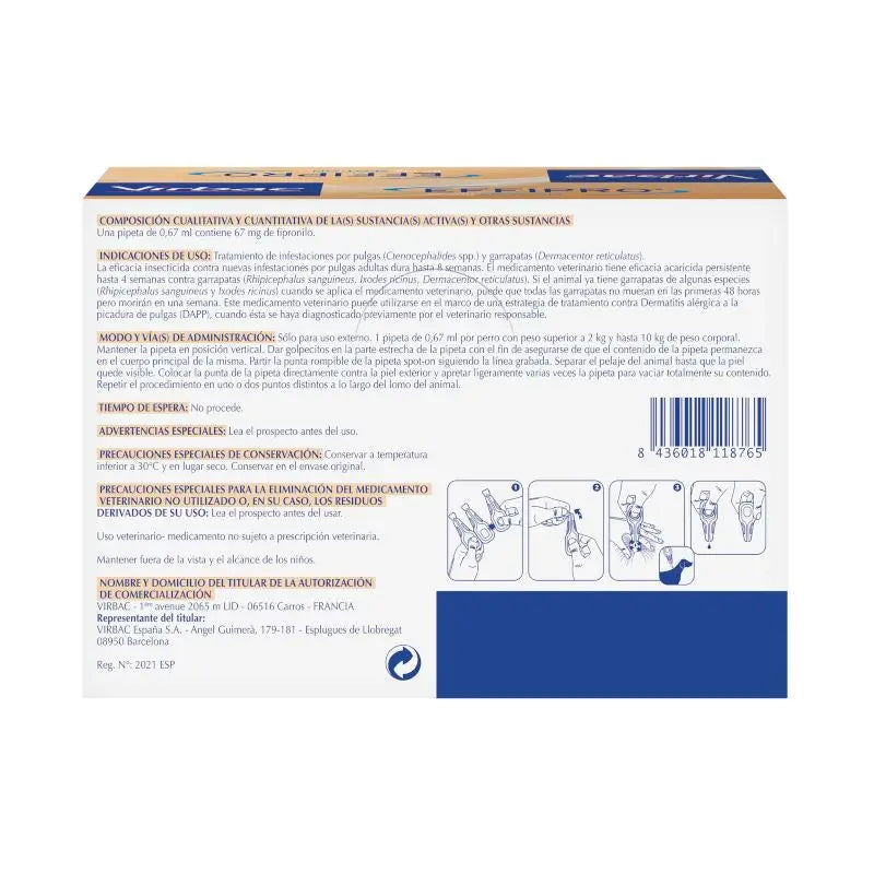 Effipro 67 Mg Spot-On Petits Chiens 2-10Kg, 24 Pipettes
