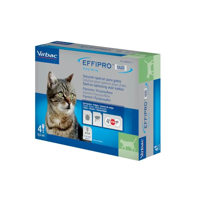 Effipro Duo Spot-On Chats, 4 Pipettes