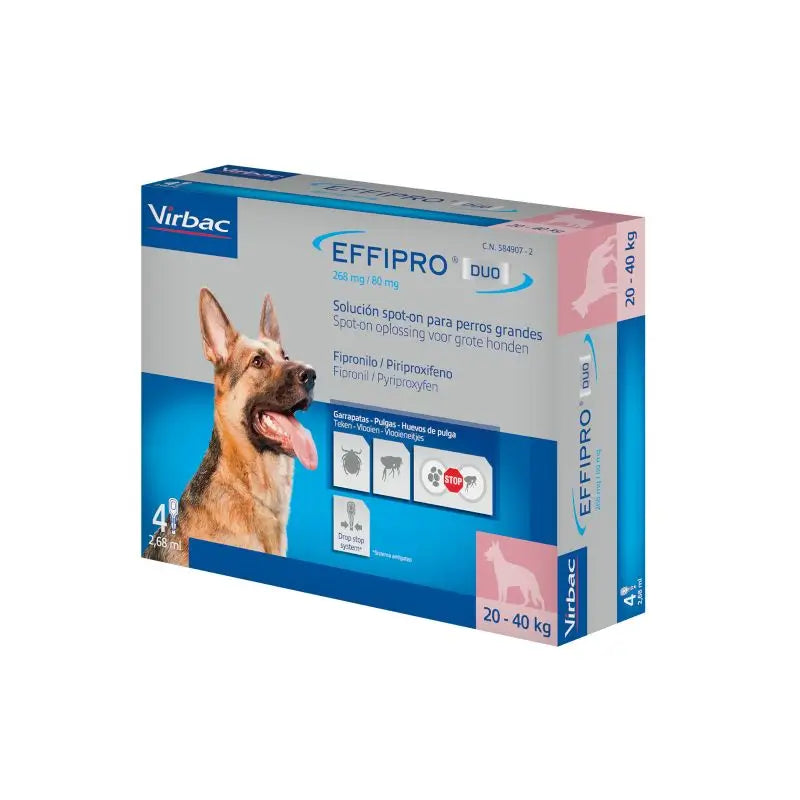 Effipro Duo Spot-On Grand Chien 20-40Kg, 4 Pipettes