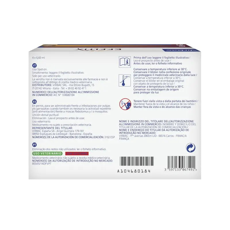 Effitix XL Antiparasitaire Très Grands Chiens +40 Kg, 4 Pipettes