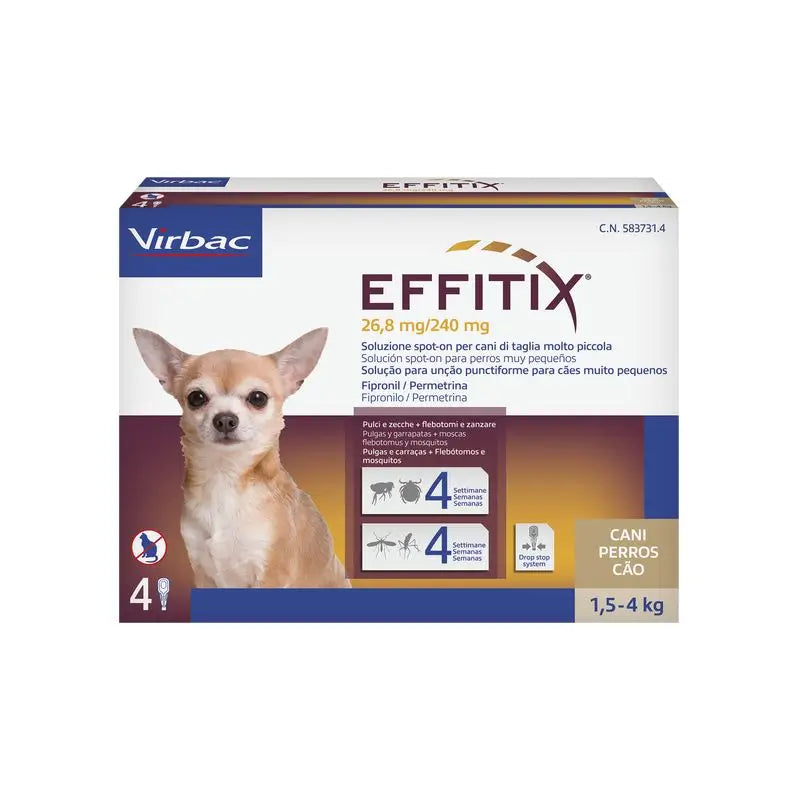 Effitix Xs Very Small Dog Antiparasitaire 1,5-4 Kg, 4 Pipettes