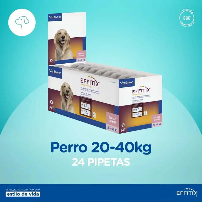 Effitix L Antiparasitaire Grands Chiens 20-40 Kg, 24 Pipettes