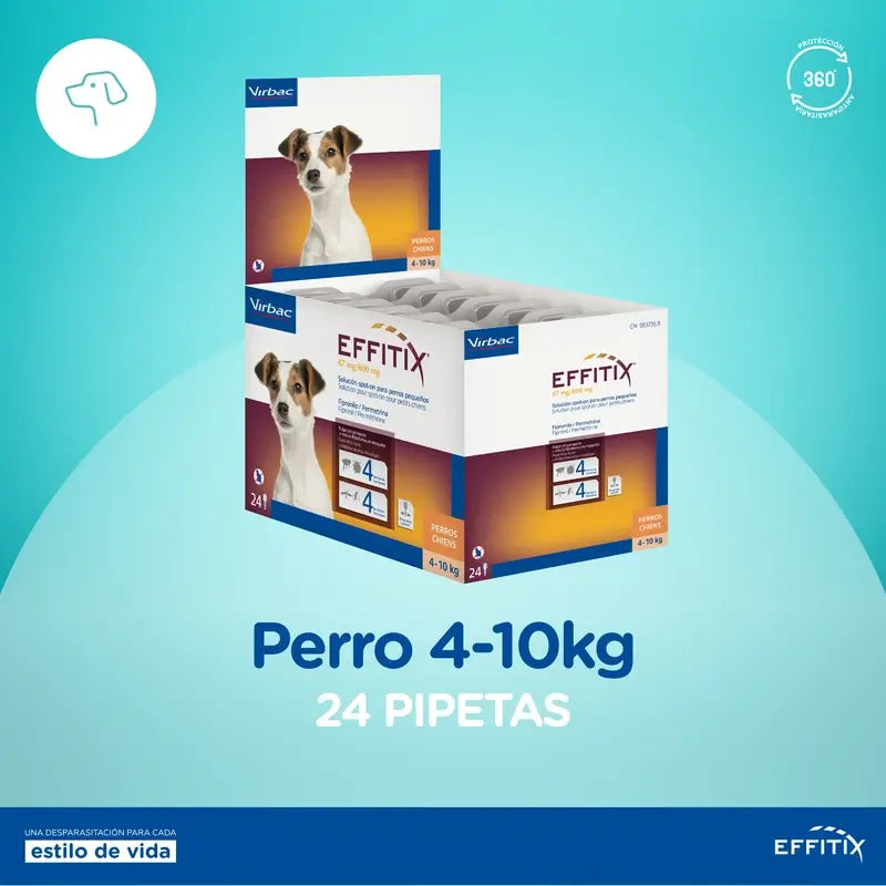 Effitix S Antiparasitaire Petits Chiens 4-10 Kg, 24 Pipettes