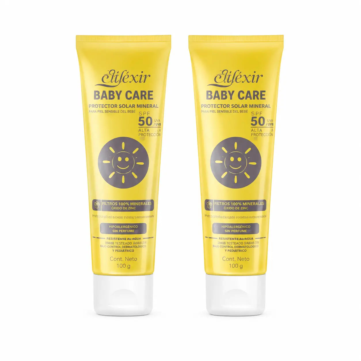 Elifexir Baby Care Mineral Sun Cream Protection Spf+50 Sensitive Skin 100Ml, pack 2