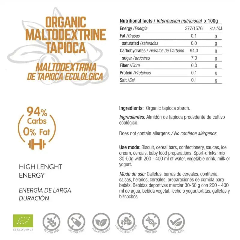 Energy Feelings Maltodextrine de Tapioca 500Gr. Eco Vegan Sg