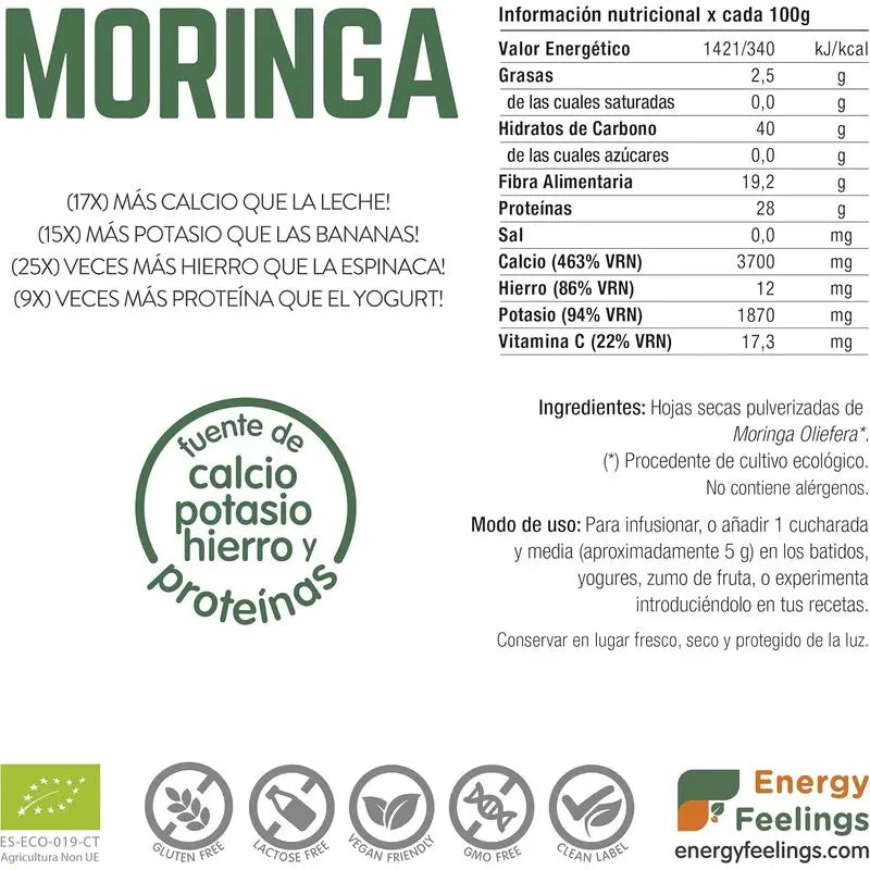 Energy Feelings Moringa en poudre 1Kg. Eco Vegan Sg