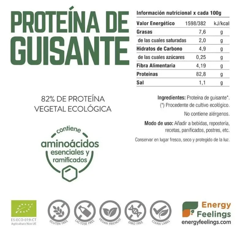 Energy Feelings Protéine de pois 500g Eco Vegan Sg