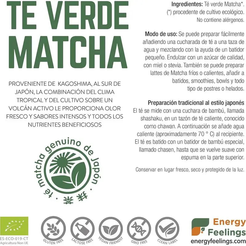 Energy Feelings Thé vert Matcha en poudre 1Kg. Eco Vegan Sg
