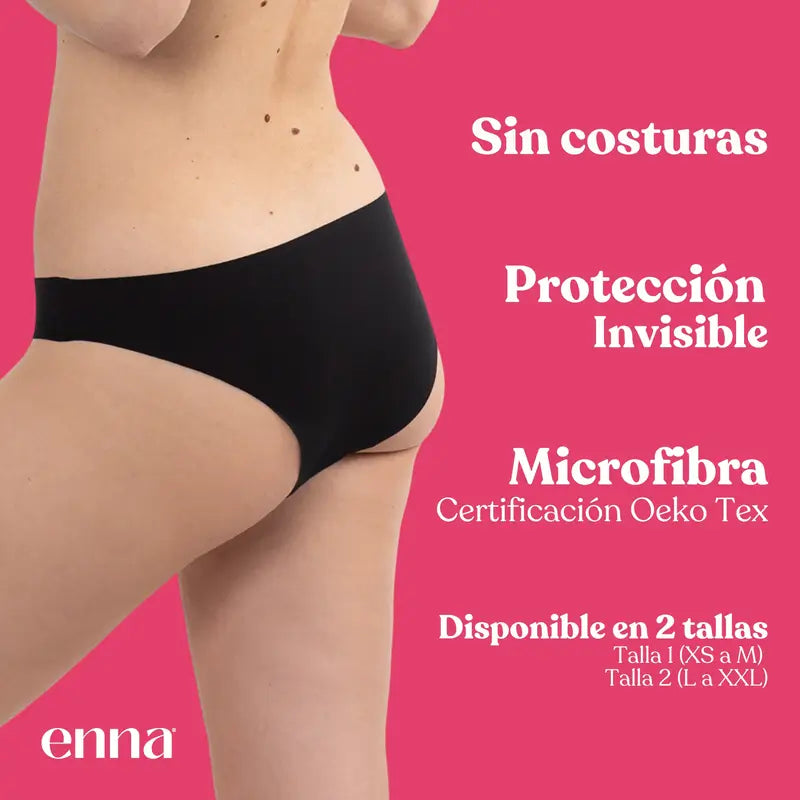 Enna Menstrual Panty Free Cut Medium Flow Day Taille 2, Noir