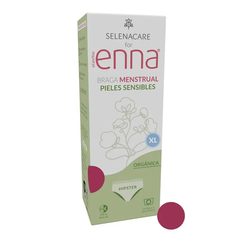 Enna Gynecological Organic Hipster Menstrual Panty - Medium Flow, Size XL, Burgundy