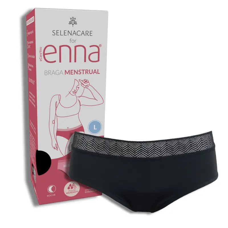 Enna Menstrual Panty Modern Hipster Night - Heavy Flow, Taille L, Noir