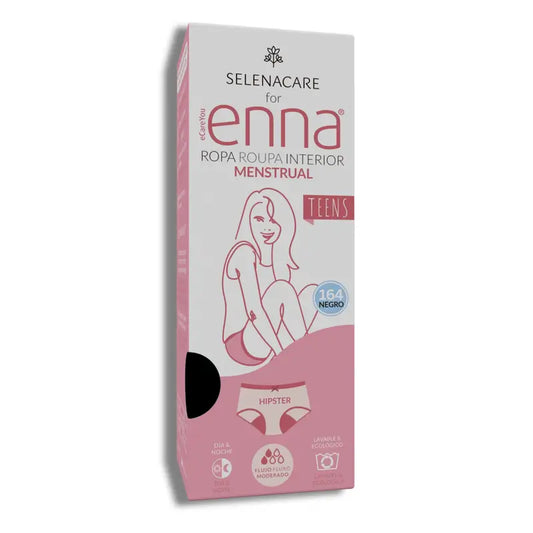 Enna Menstrual Panty Teens Hipster - Medium Flow, 164 Cm, Black