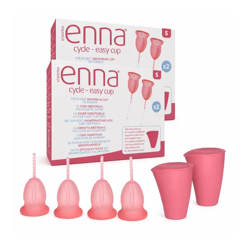 Enna Cycle Easy Menstrual Cup Size S, 2 Cups + Sterilised Box, Pack 2 pcs.