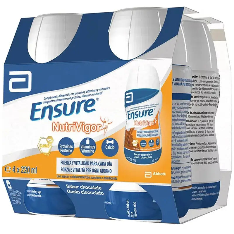 Ensure Nutrivigor Chocolate Milkshake Adult, 4 bouteilles x 220ml