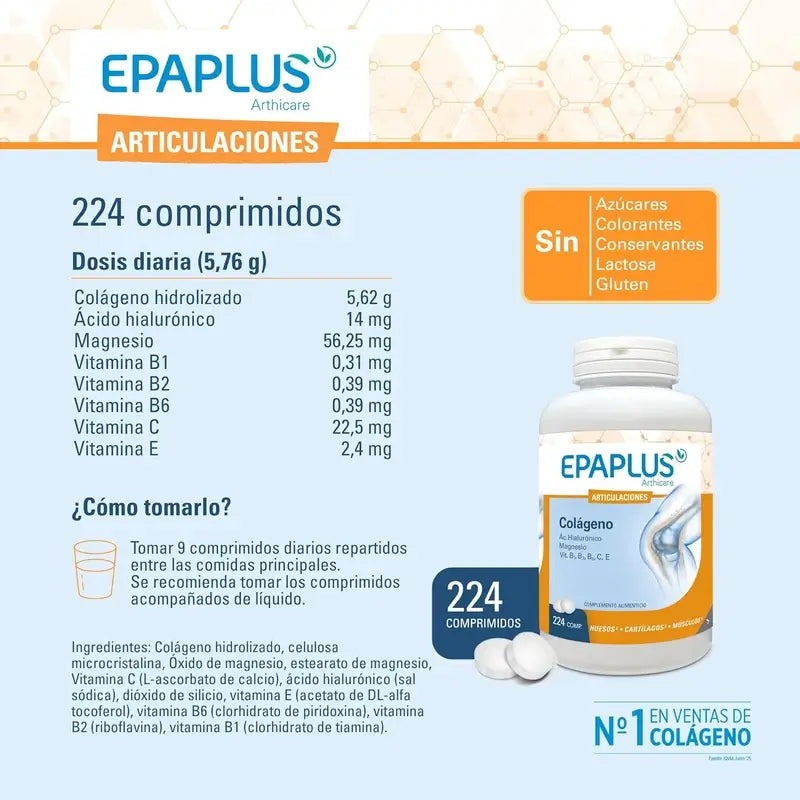 Epaplus Arthicare Collagen Antiox Magnesium + Hyaluronic Acid , 224 comprimés