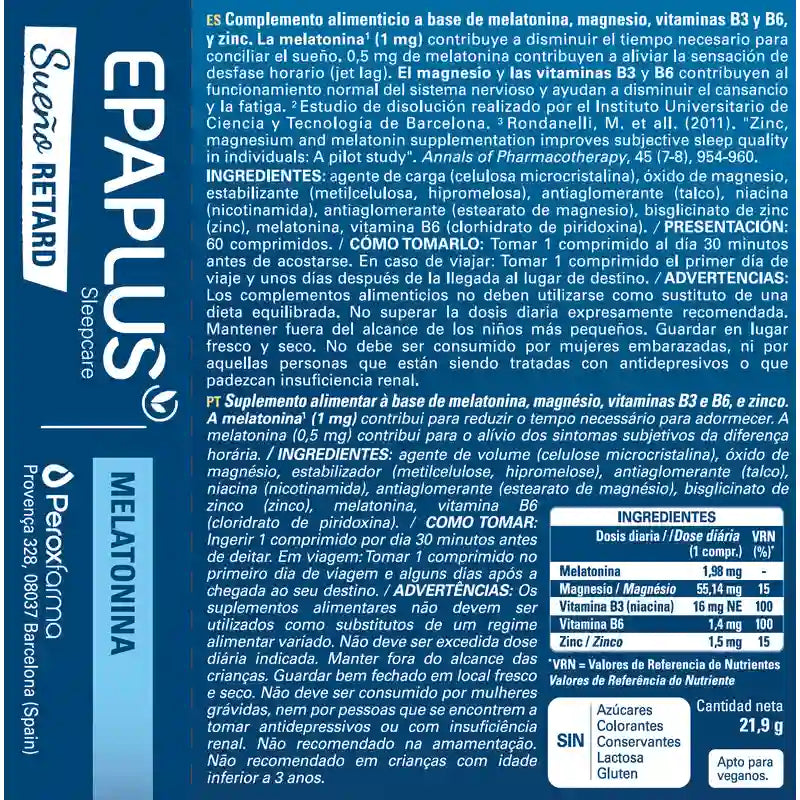 Epaplus Sleepcare Melatonin Retard Plus , 60 comprimés