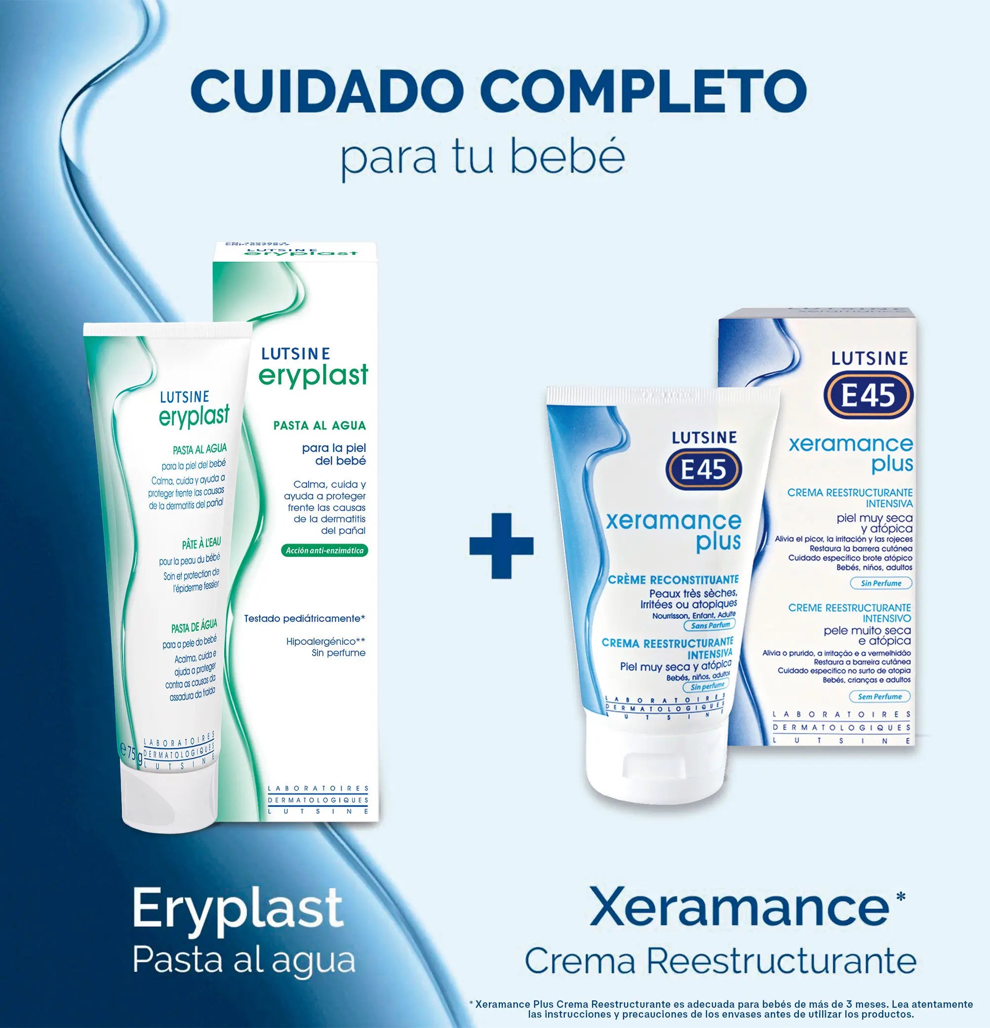 Eryplast Lutsine E45 Crème pour le change de bébé à base d'eau 2X125 gr