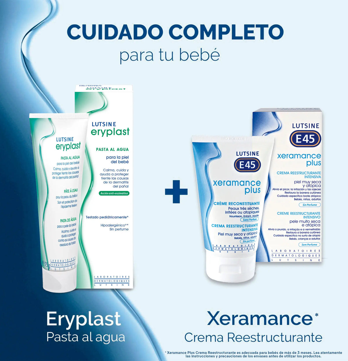 Eryplast Lutsine E45 Crème pour le change de bébé à base d'eau 2X125 gr