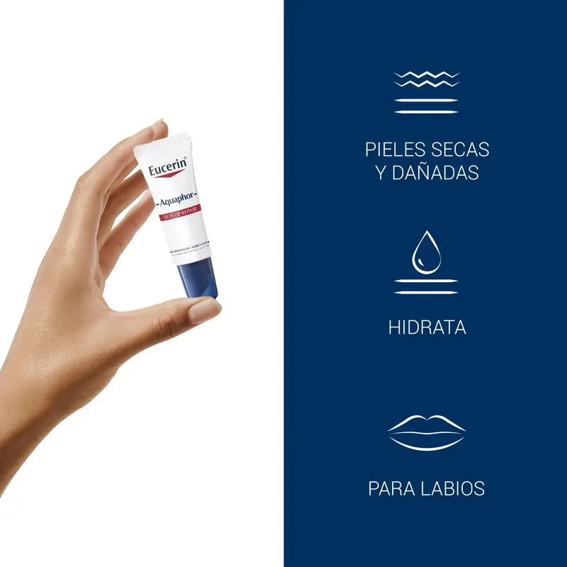 Eucerin Aquaphor Sos Soin régénérant pour les lèvres, 10 ml