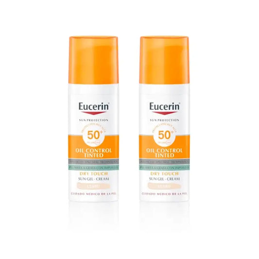 Eucerin FaceSolar Oil Control Dry Touch Gel Cream Spf50+ Tinted Light, 2x50 ml