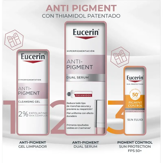 Eucerin Pack Anti-Pigment - Dual Serum,30 Ml + Mini Size Cleansing Gel 20 Ml + Mini Sunscreen 7Ml