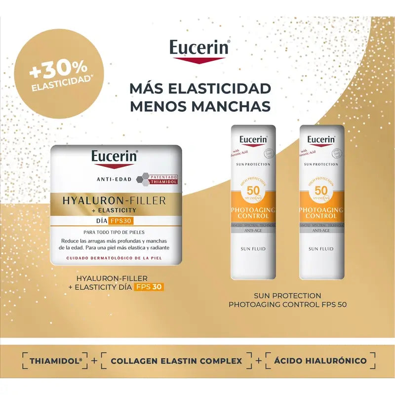 Eucerin Anti-Age Pack Hyaluron-Filler Elasticity Day Fps 30 50Ml + 2 Minis Photoaging Control Fps 50+ 2X5Ml