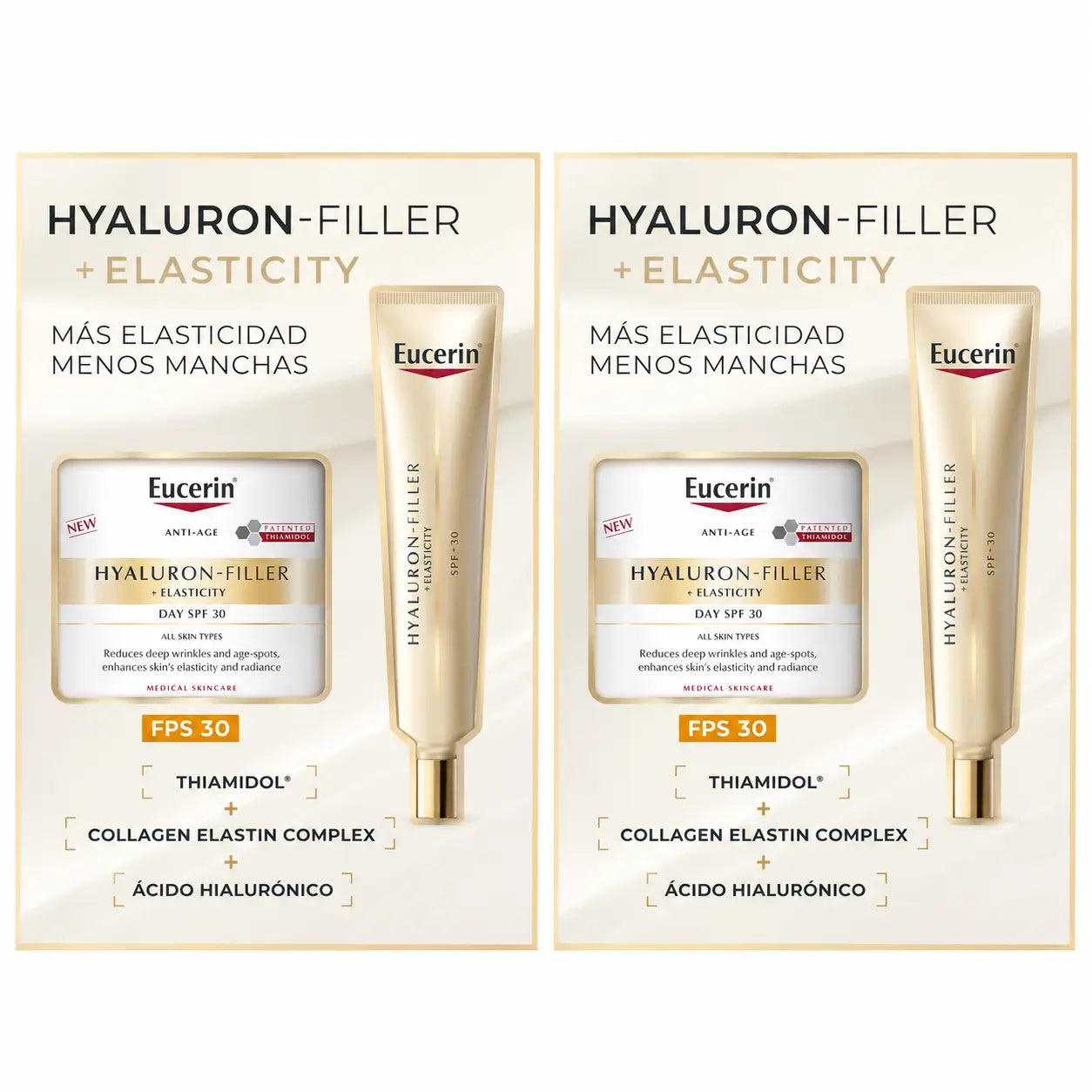 Eucerin Pack Hyaluron Filler Elasticity Day Cream Spf30 50Ml + Eye Contour 15Ml , pack 2