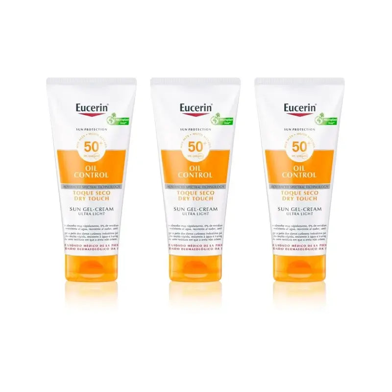 Eucerin Body Oil Control Dry Touch Sun Gel Cream SPF 50+, 3X200 Ml