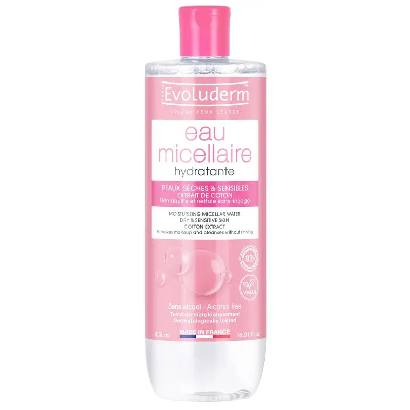 Evoluderm Eau micellaire pour peau sèche/sensible, 500 ml
