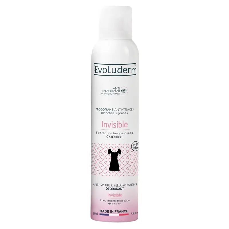 Evoluderm Déodorant anti-marques blanches et jaunes 48H, 200 ml