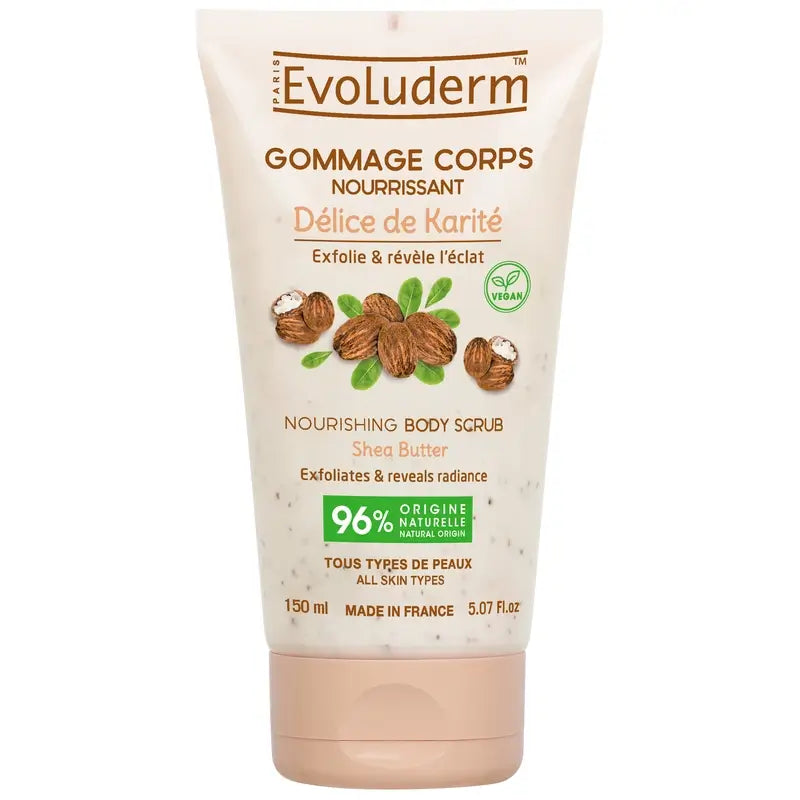 Gommage corporel au beurre de karité Evoluderm, 150 ml