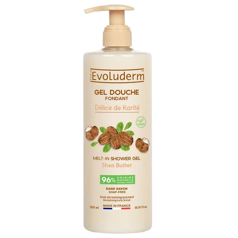 Evoluderm Gel douche au beurre de karité, 500 ml