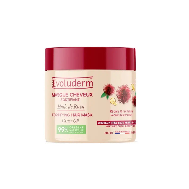 Evoluderm Masque capillaire à l'huile de ricin, 500 ml