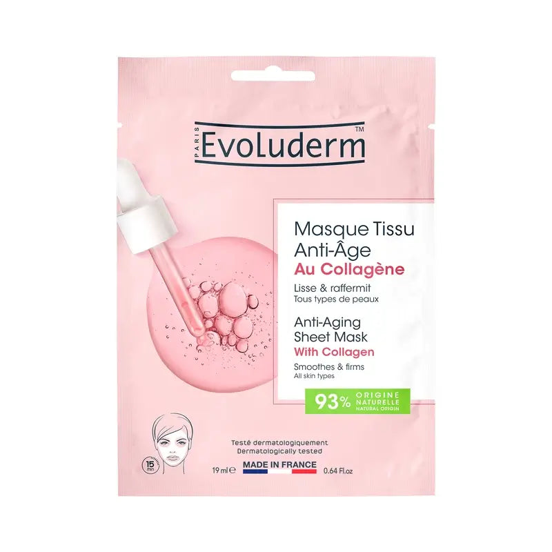 Evoluderm Masque en feuille au collagène anti-âge, 1 pc / 19