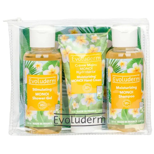 Evoluderm Travel Set X3 - Gel douche-Crème mains-Shampooing, 100/50/100 ml