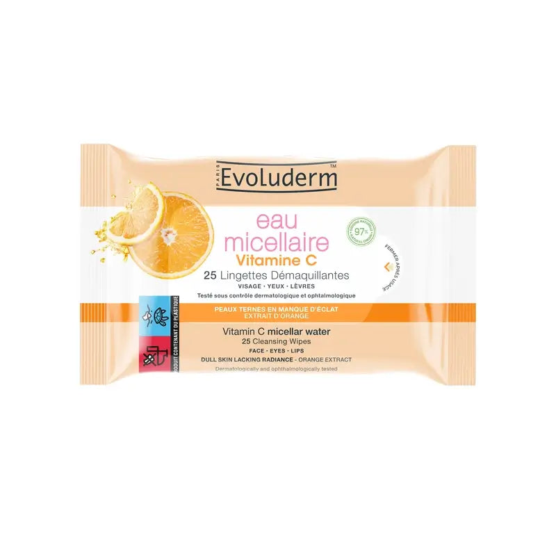 Evoluderm Vitamin C Make-up Remover Wipes, 25 pcs