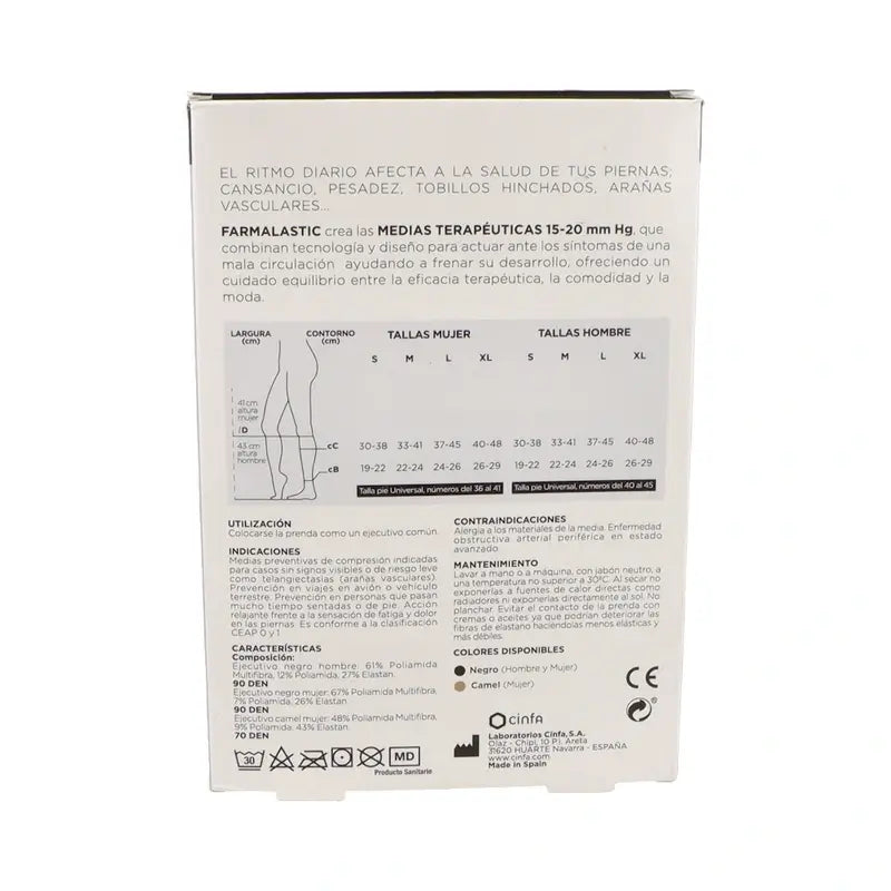 Farmalastic Chaussette Exécutive Femme Noir Taille L