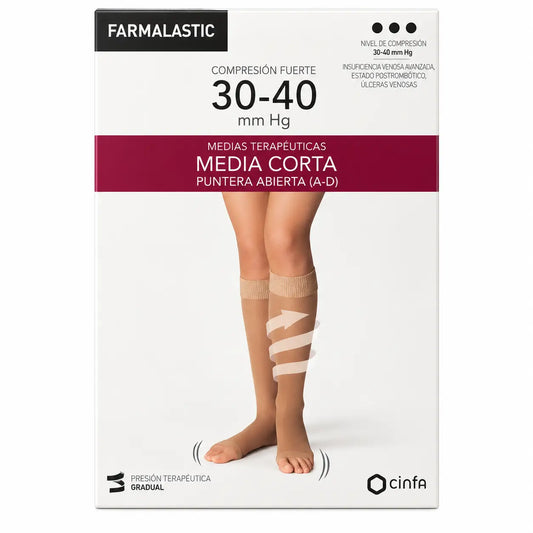 Farmalastic Short Stocking Compression Strong Open Toe Beige, Taille XL