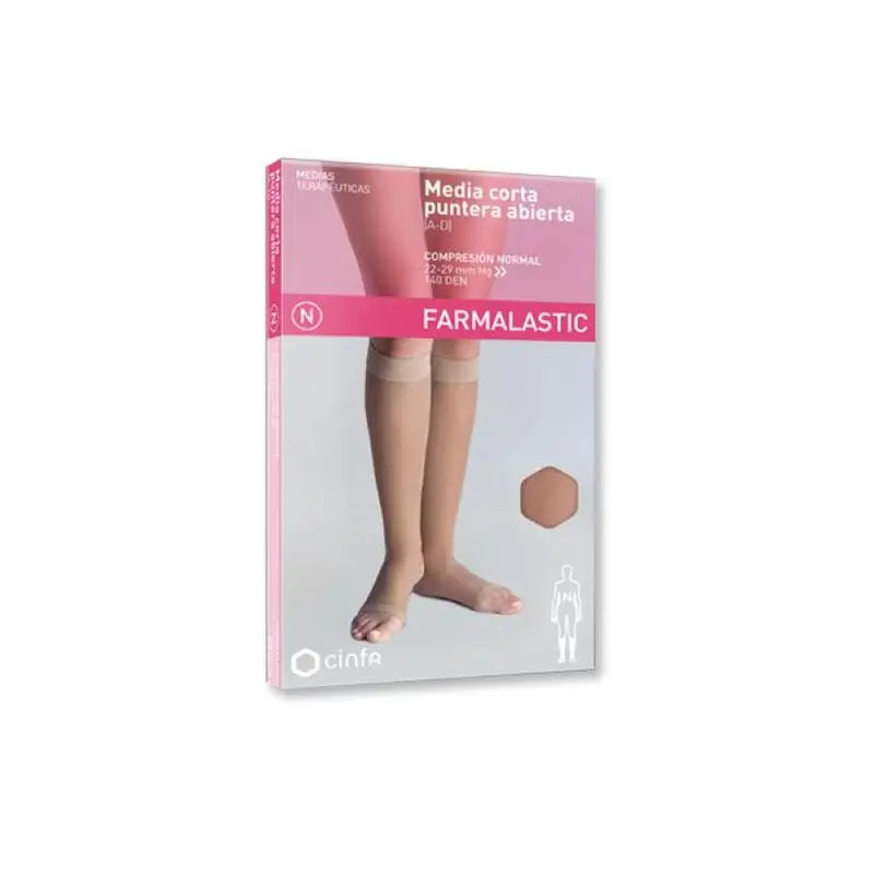 Farmalastic Short Normal Compression Stocking Open Toe Beige Large Size