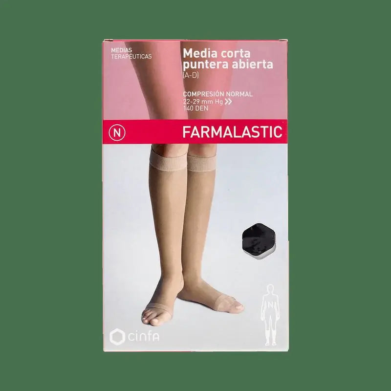 Farmalastic Compression Stocking Short Normal Open Toe Open Toe Black Size Medium