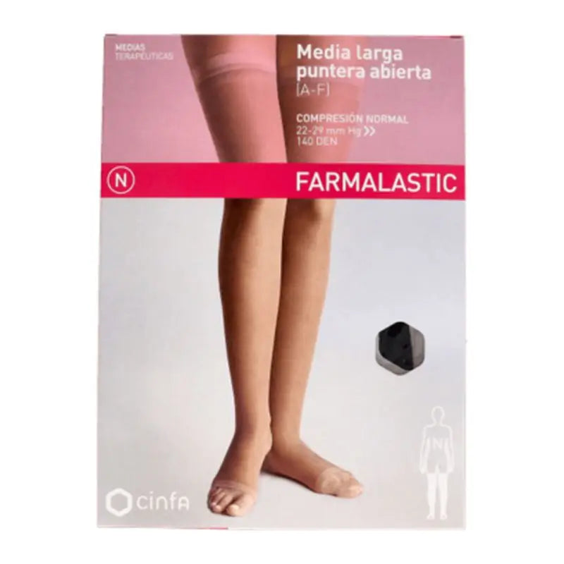 Farmalastic Long Open Toe Stocking Black, Size Medium