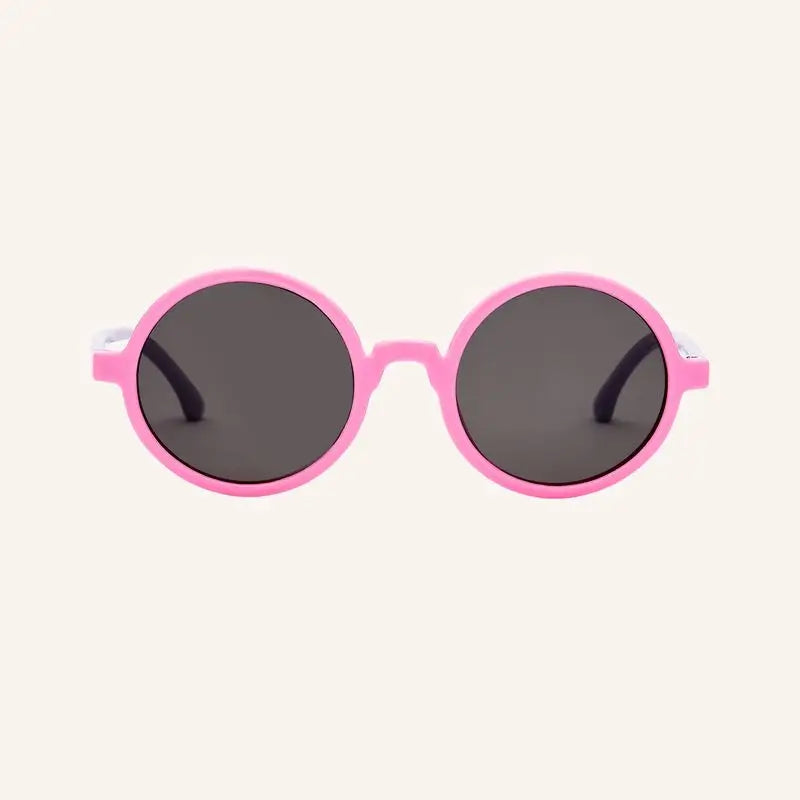 Farmamoda Lunettes de soleil polarisantes pour enfants, roses et violettes, rondes, 25 gr