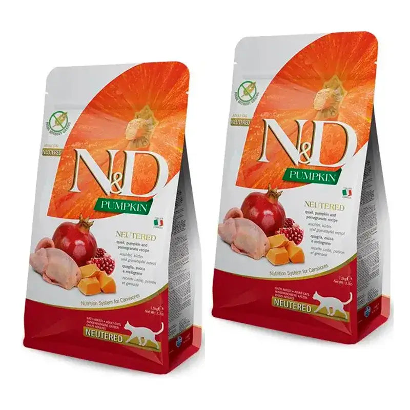 Farmina N&D Cat Pumpkin Neutered Neutered Quail cat food, Pack 2 x 1,5Kg