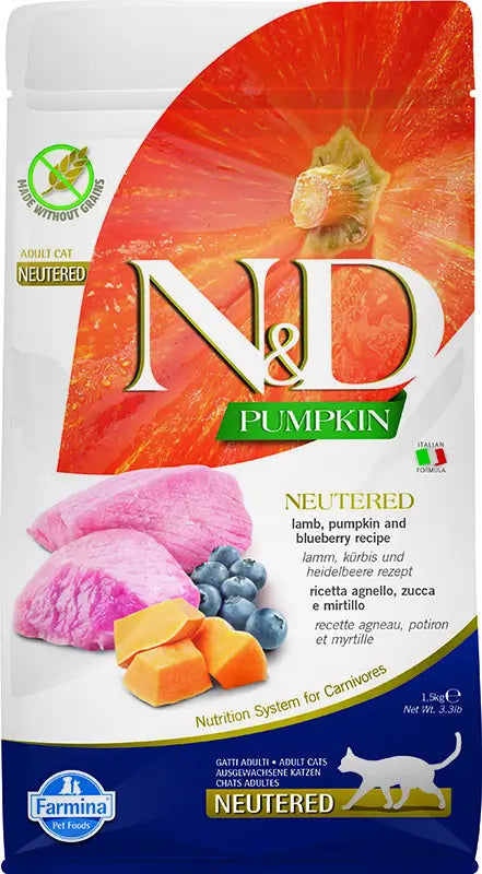 Farmina N&D Cat Pumpkin Neutered Lamb Neutered Blueberry 1,5Kg , cat food