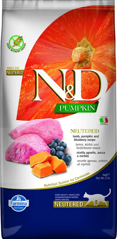Farmina N&D Cat Pumpkin Neutered Lamb Lamb Blueberry 5Kg , cat food