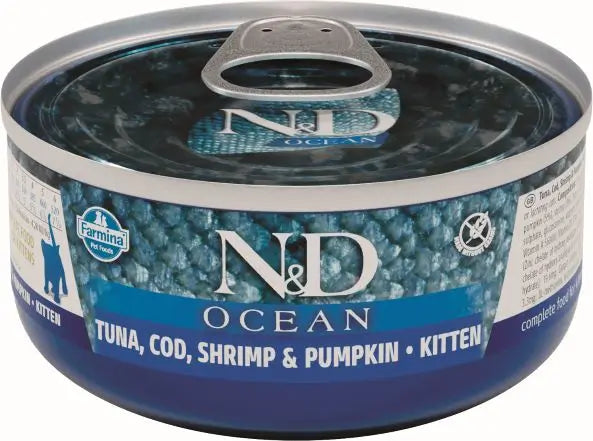 Farmina N&D Cat Kitten Ocean Tuna Codfish Pumpkin 24X70Gr, wet food for kittens