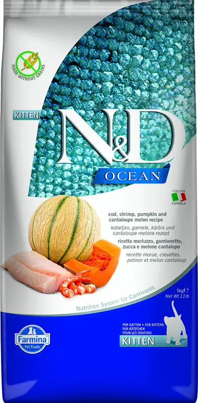 Farmina N&D Cat Kitten Ocean Codfish Pumpkin 5Kg, kitten feed