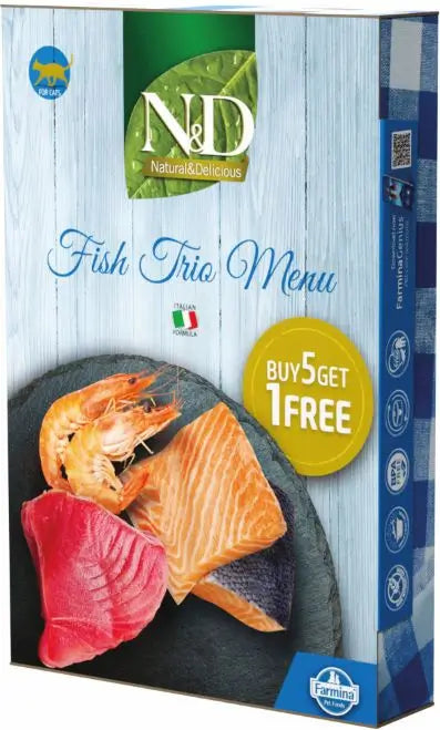 Farmina N&D Cat Natural Fish Trio Menu 6X70Gr, wet food for cats
