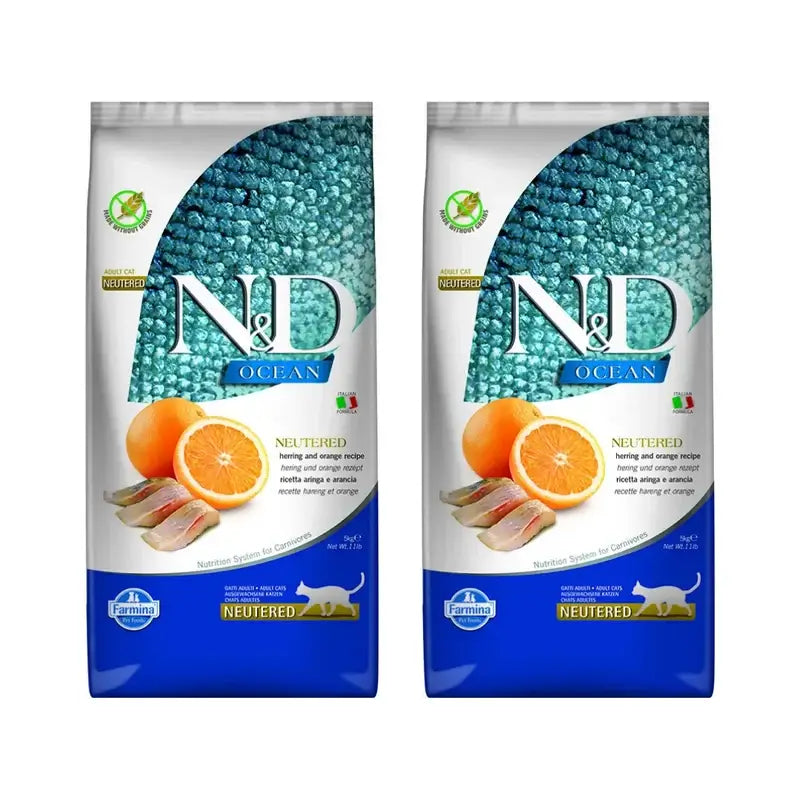 Farmina N&D Cat Ocean Neutered 5Kg, Cat Food, Pack Of 2